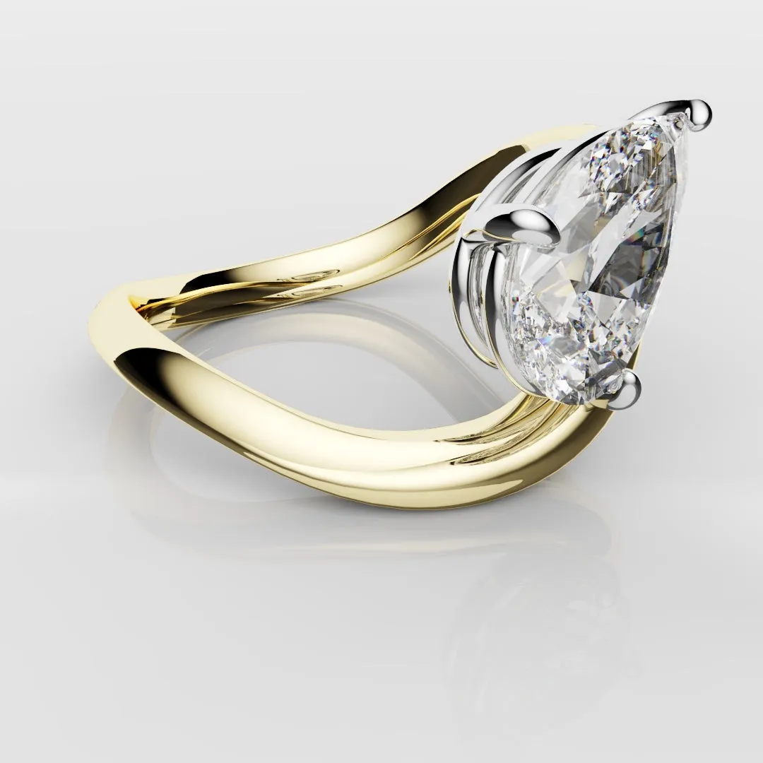 Unique 1.5ct Pear Solitaire Engagement Ring