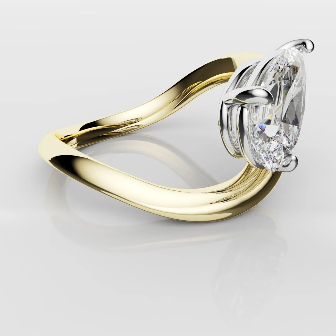 Unique 1.5ct Pear Solitaire Engagement Ring