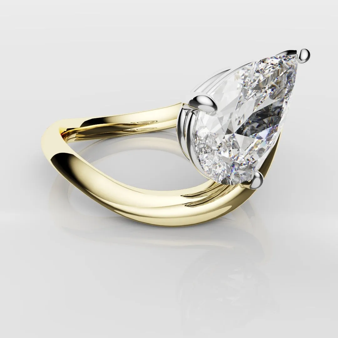 Unique 1.5ct Pear Solitaire Engagement Ring