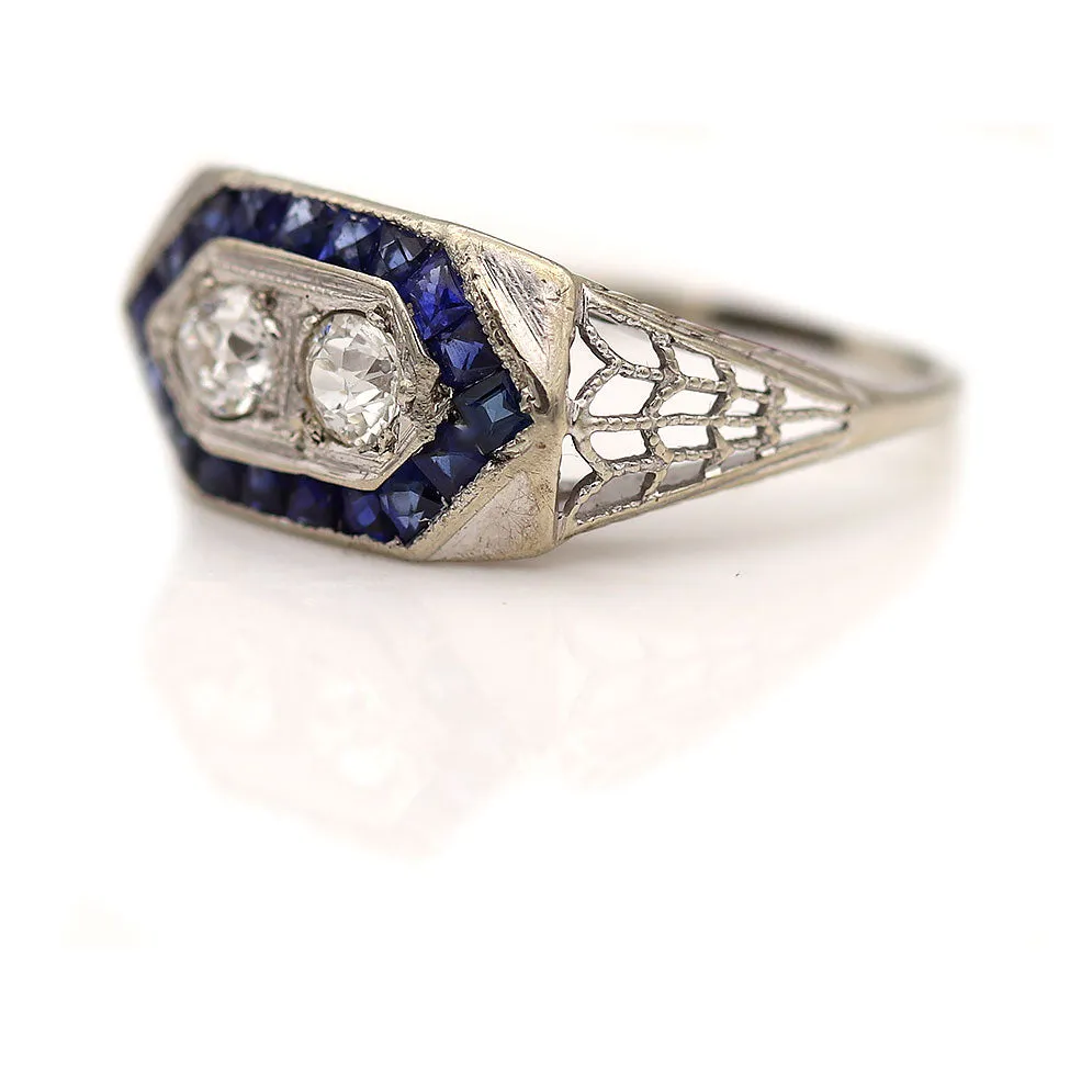 Unique Diamond & Sapphire Wedding Ring