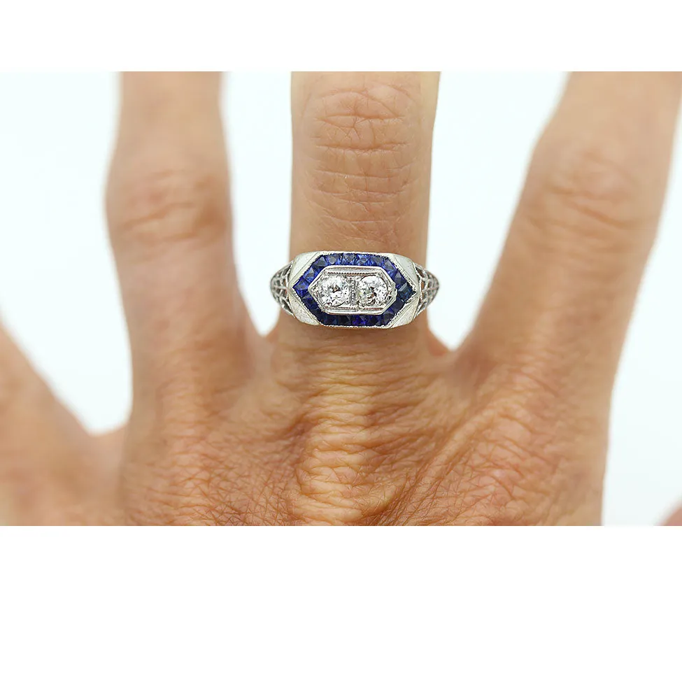 Unique Diamond & Sapphire Wedding Ring