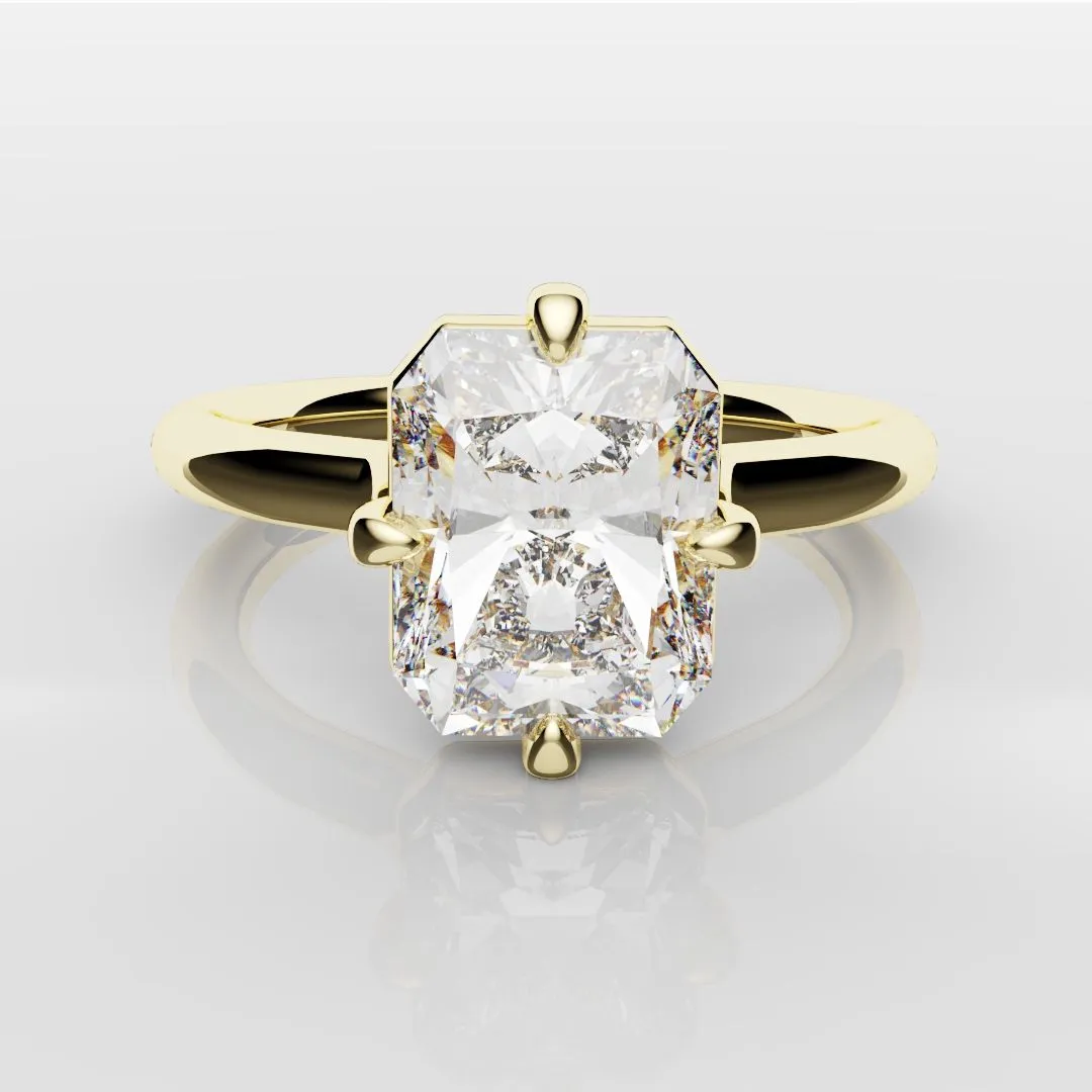 Unique Radiant Cut Solitaire Engagement Ring