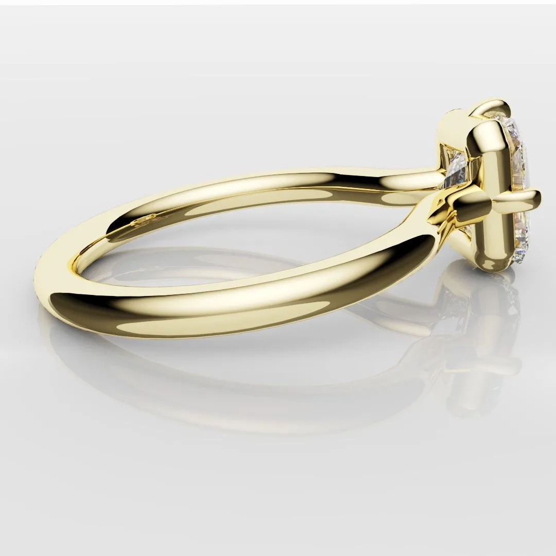Unique Radiant Cut Solitaire Engagement Ring