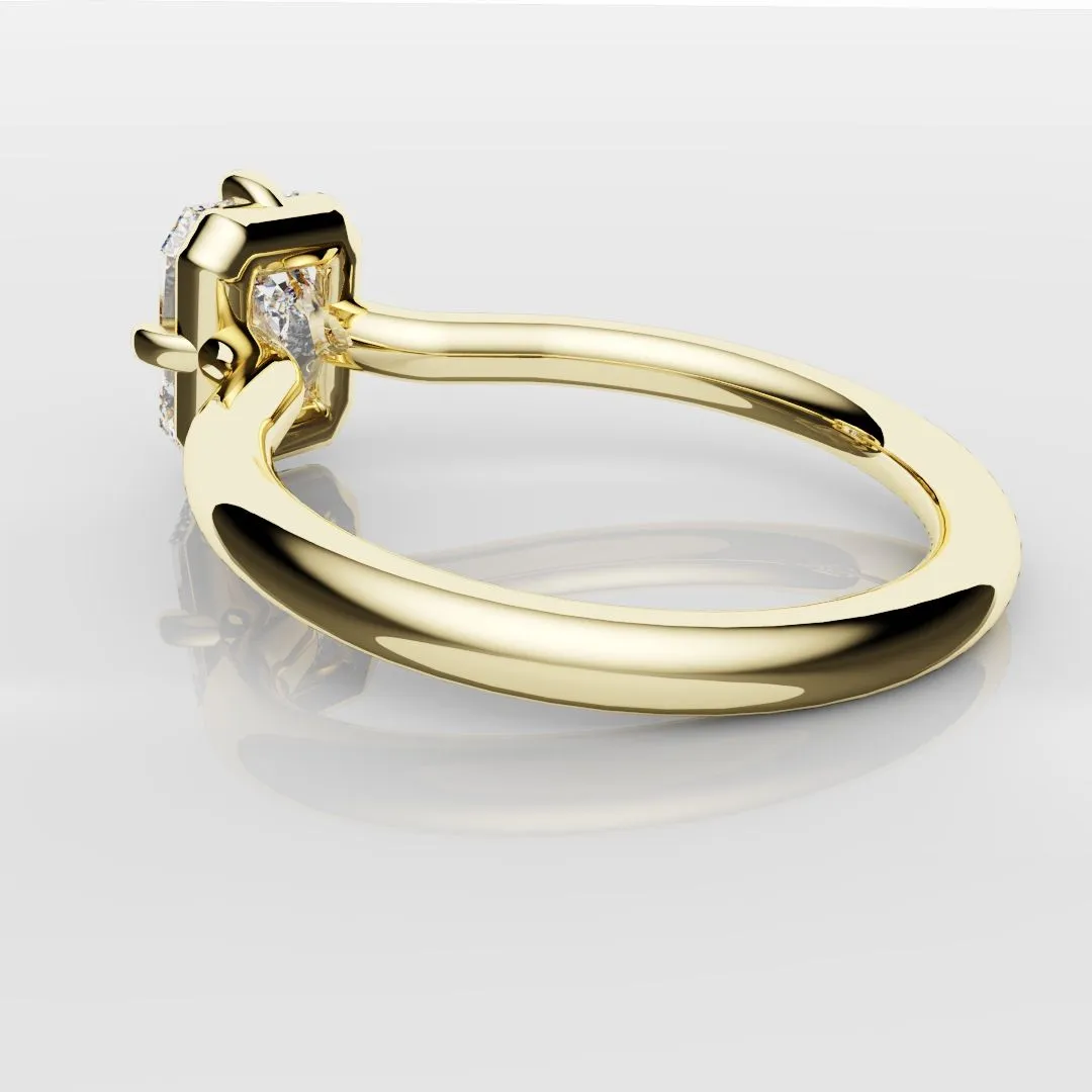 Unique Radiant Cut Solitaire Engagement Ring