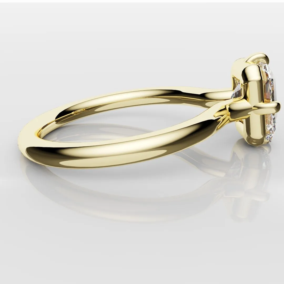 Unique Radiant Cut Solitaire Engagement Ring
