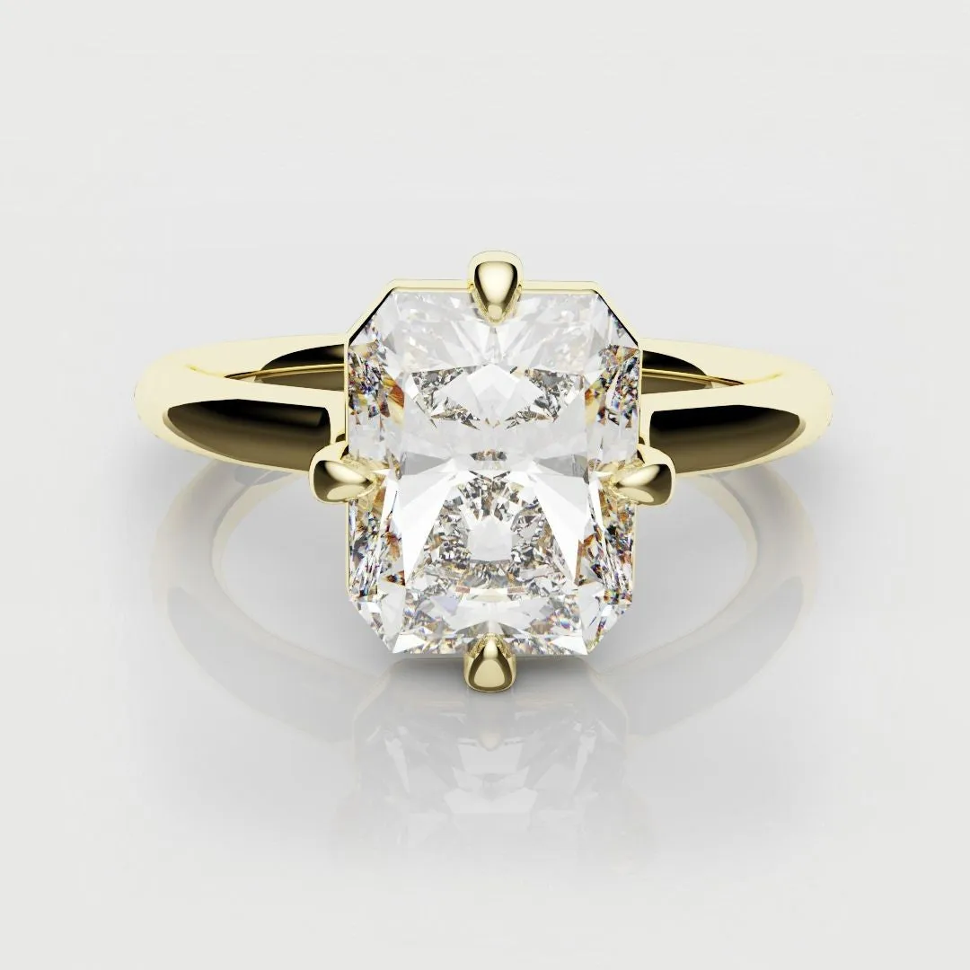 Unique Radiant Cut Solitaire Engagement Ring