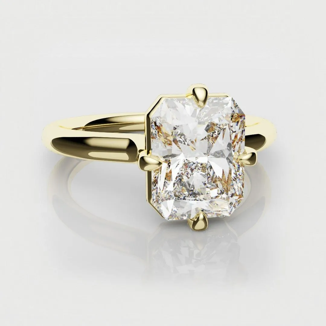 Unique Radiant Cut Solitaire Engagement Ring