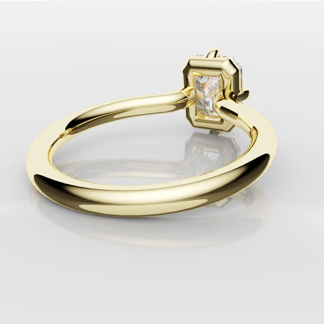 Unique Radiant Cut Solitaire Engagement Ring