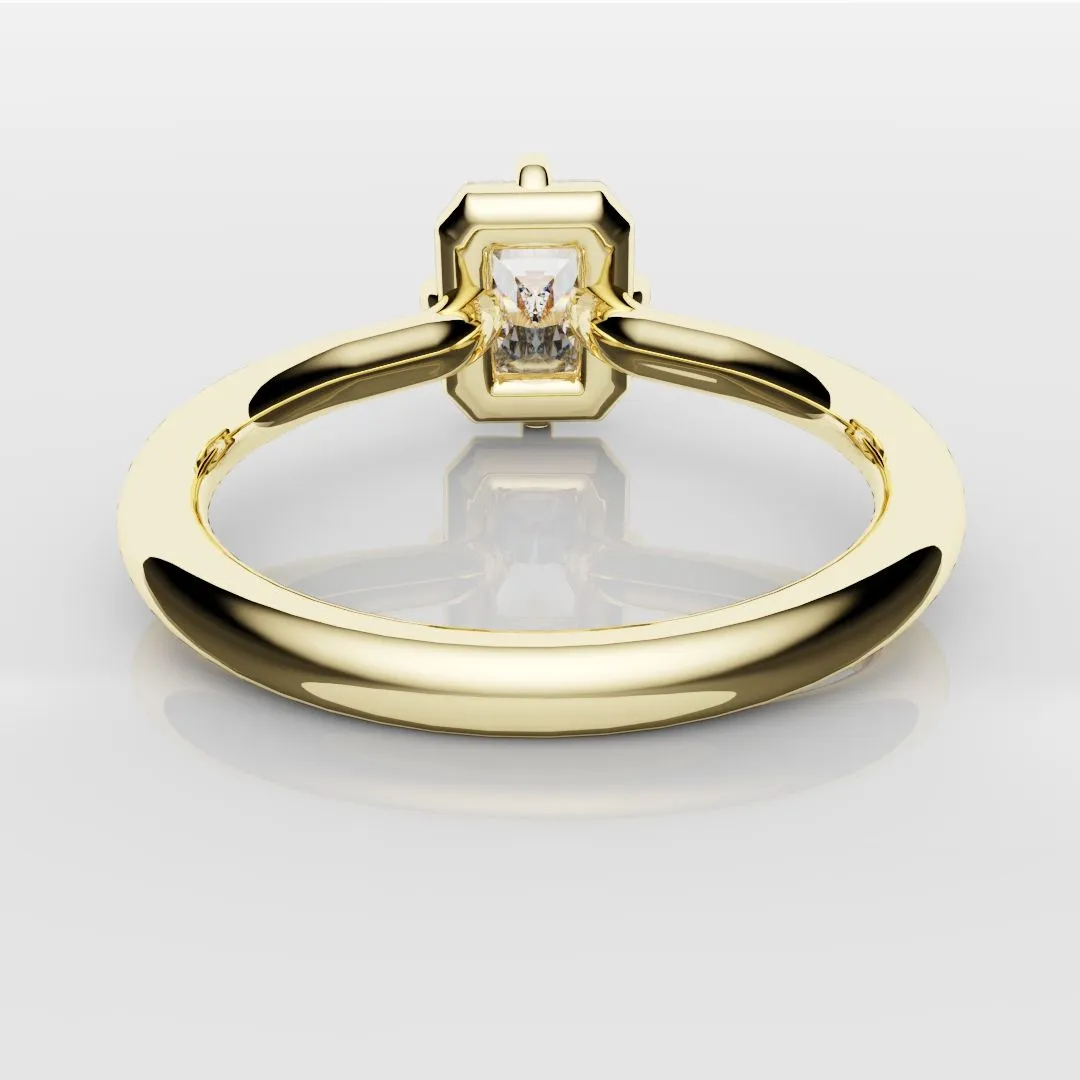 Unique Radiant Cut Solitaire Engagement Ring
