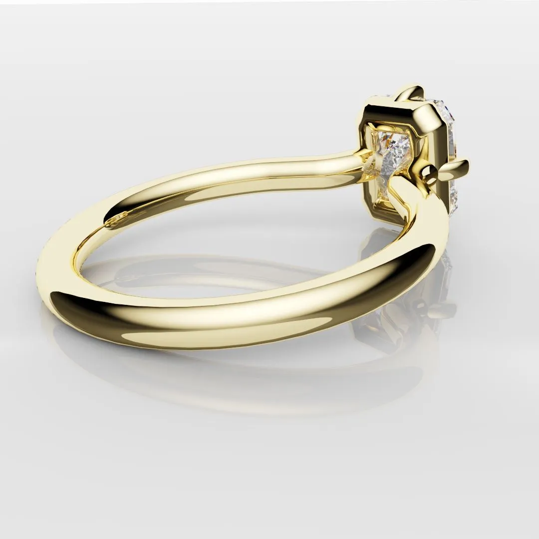 Unique Radiant Cut Solitaire Engagement Ring