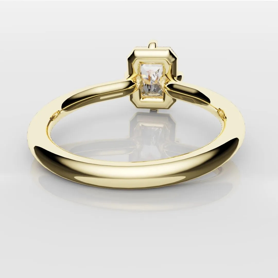 Unique Radiant Cut Solitaire Engagement Ring