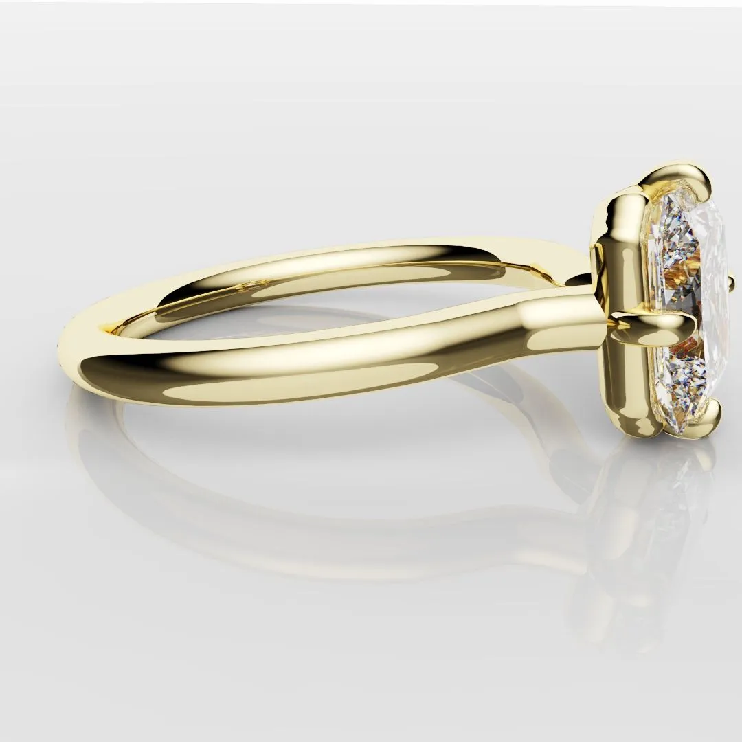 Unique Radiant Cut Solitaire Engagement Ring