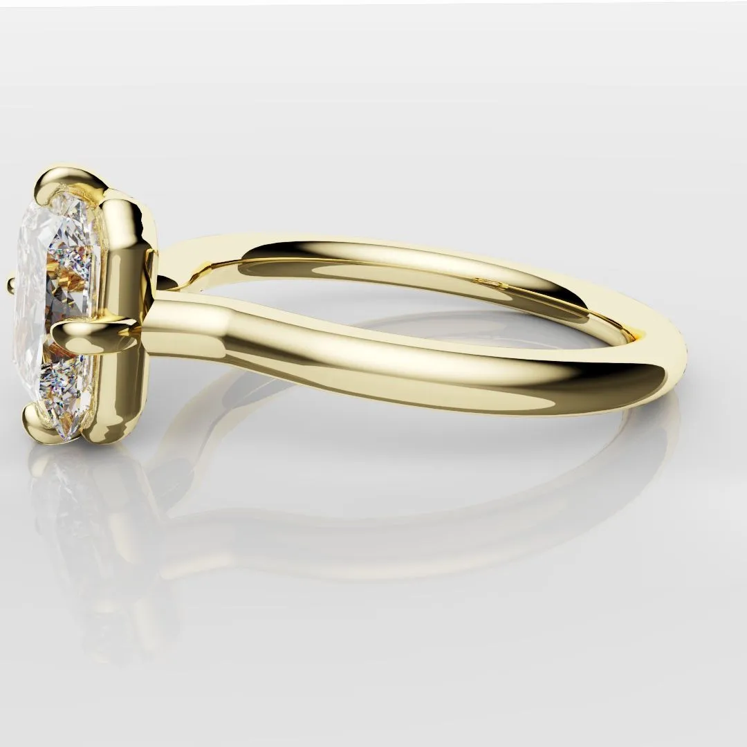 Unique Radiant Cut Solitaire Engagement Ring