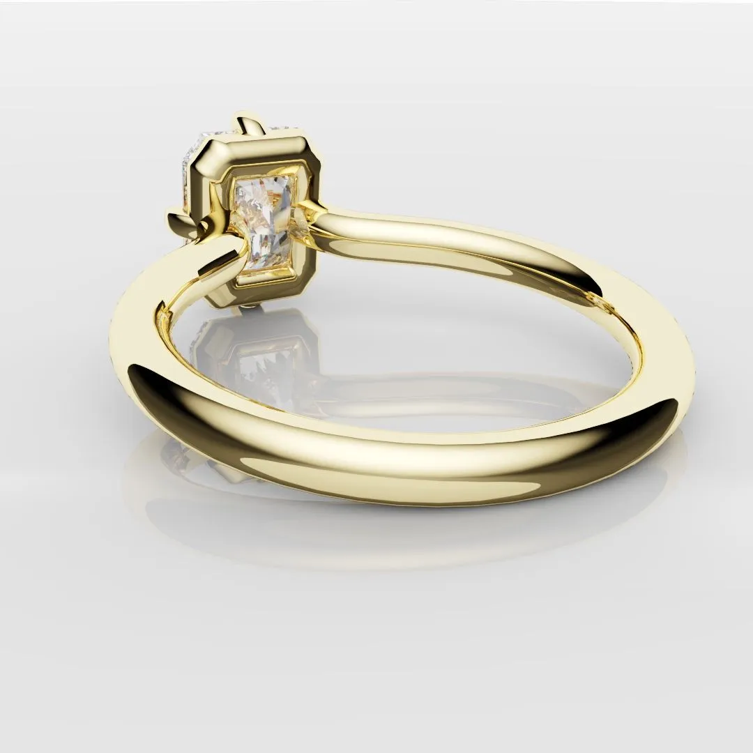 Unique Radiant Cut Solitaire Engagement Ring