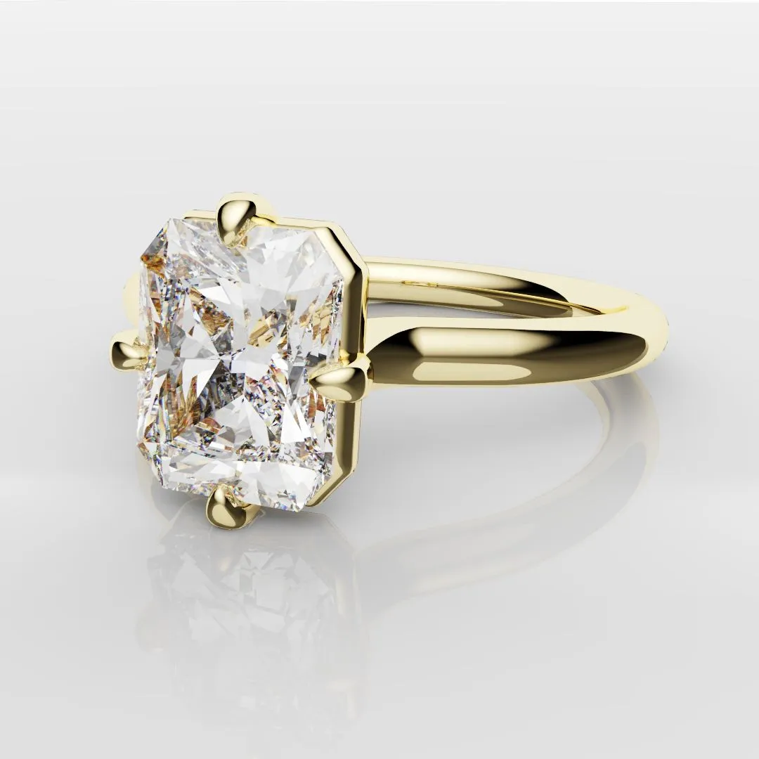 Unique Radiant Cut Solitaire Engagement Ring