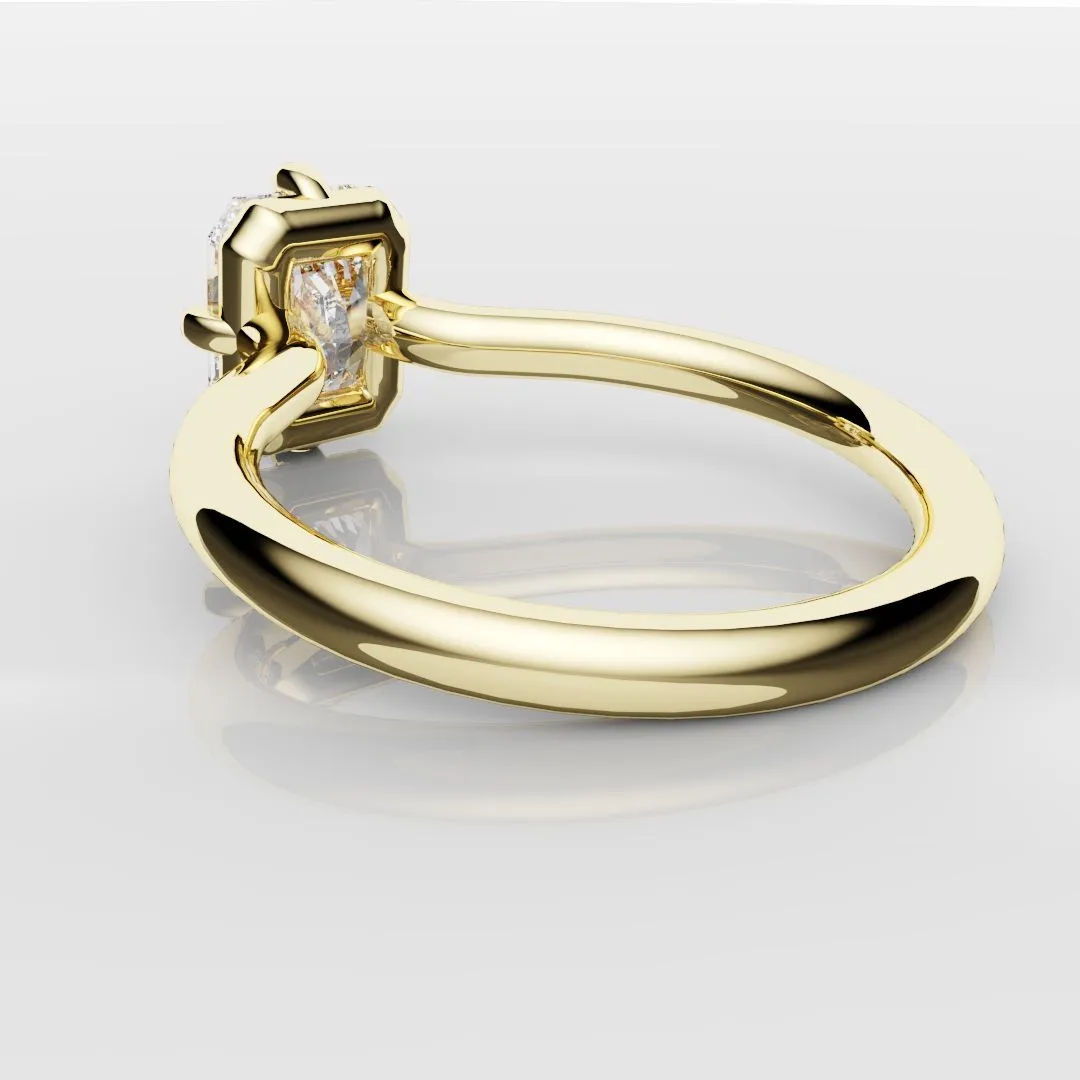 Unique Radiant Cut Solitaire Engagement Ring