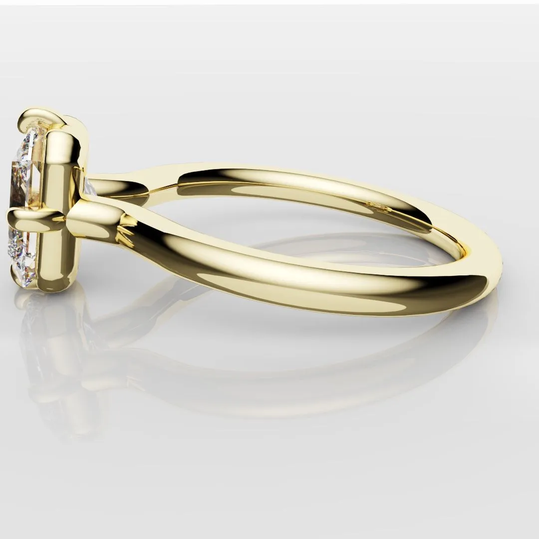 Unique Radiant Cut Solitaire Engagement Ring