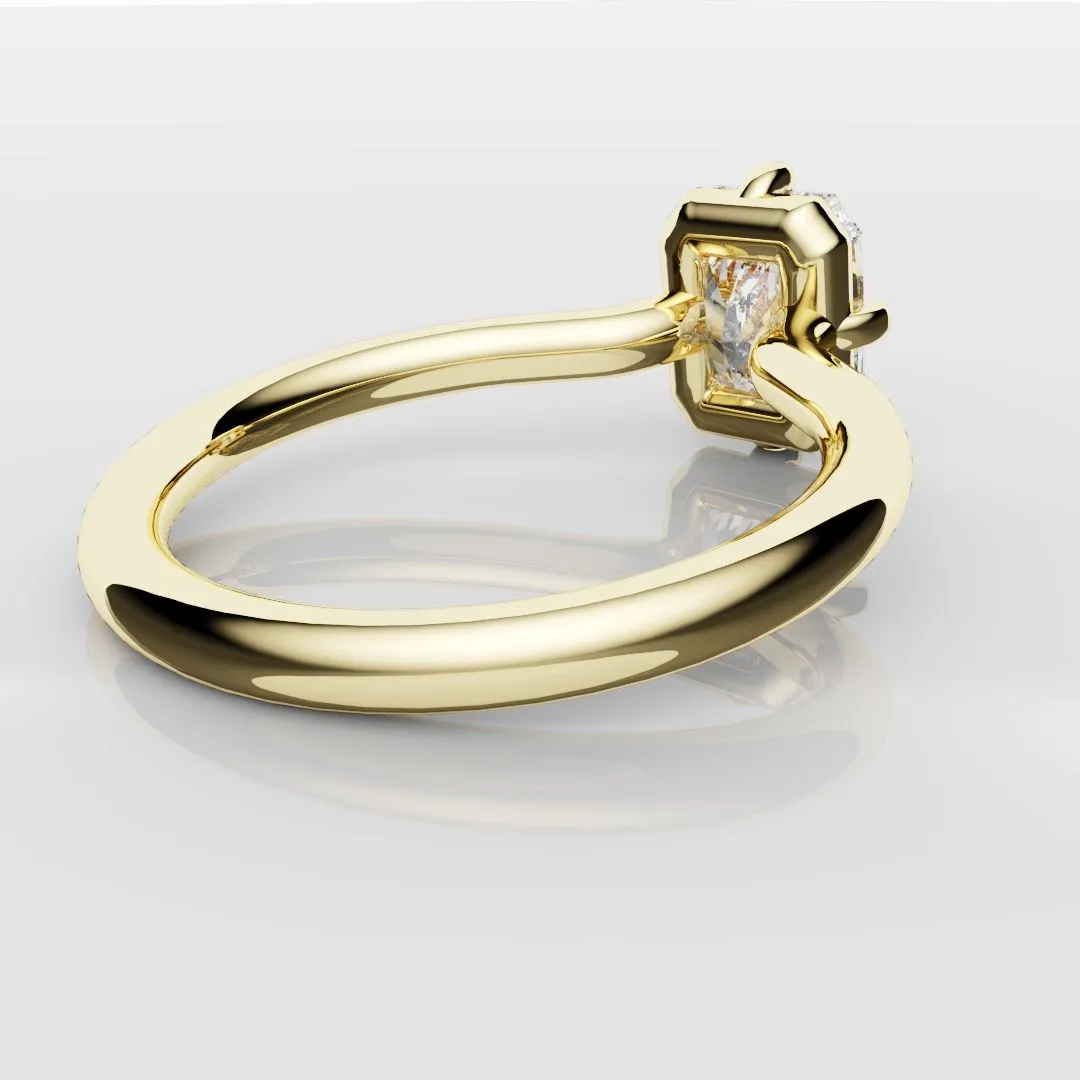 Unique Radiant Cut Solitaire Engagement Ring