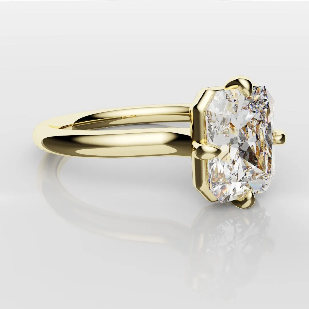 Unique Radiant Cut Solitaire Engagement Ring