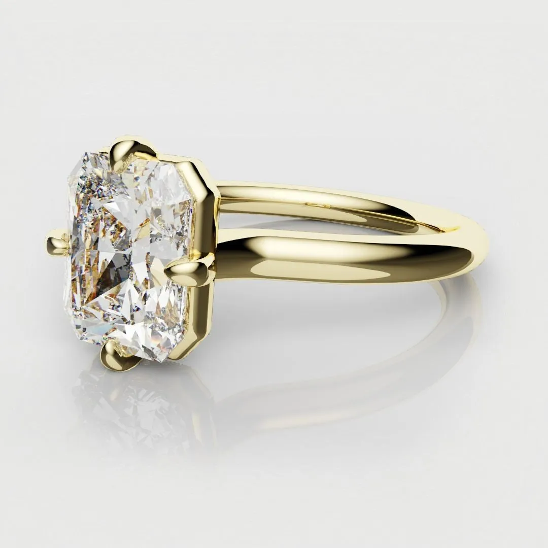 Unique Radiant Cut Solitaire Engagement Ring