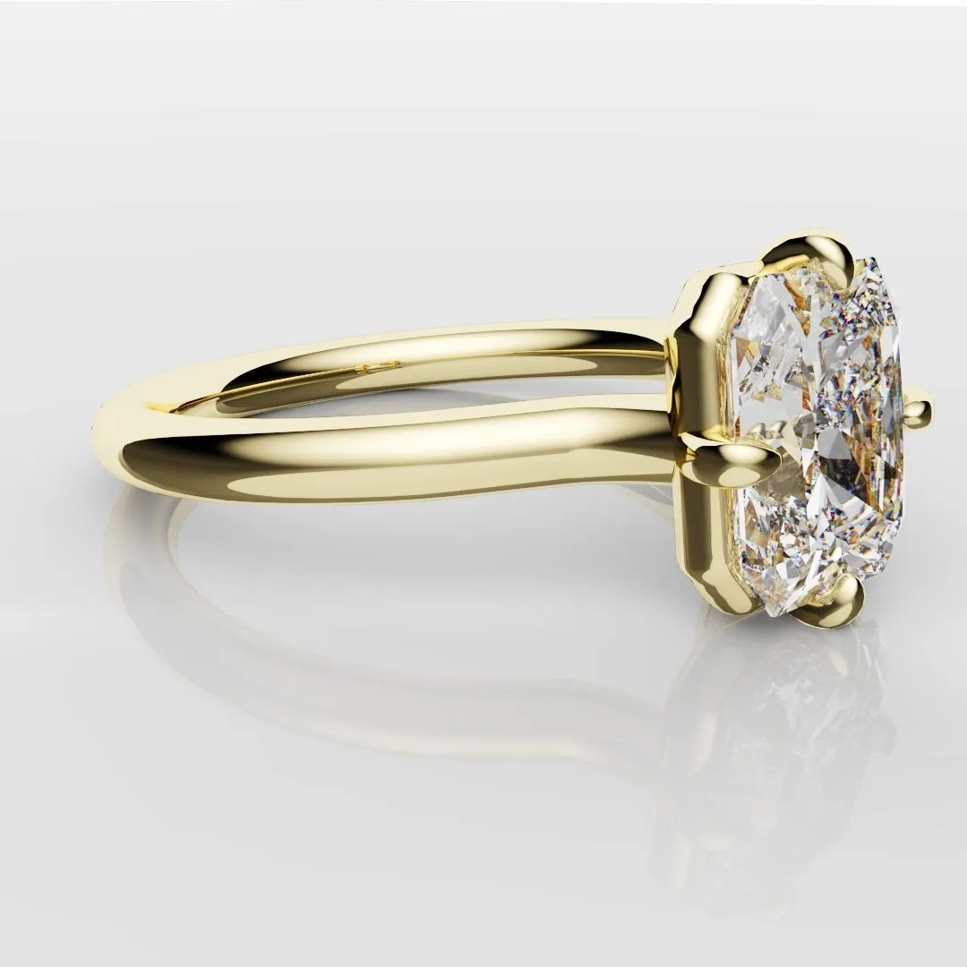 Unique Radiant Cut Solitaire Engagement Ring