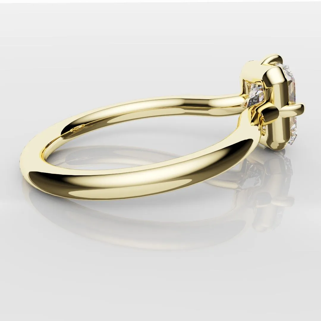 Unique Radiant Cut Solitaire Engagement Ring