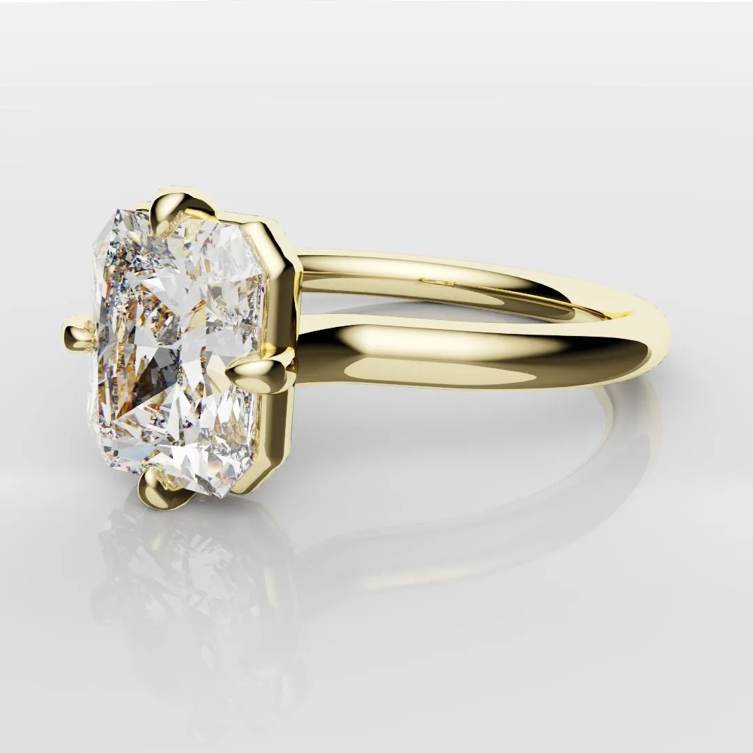 Unique Radiant Cut Solitaire Engagement Ring