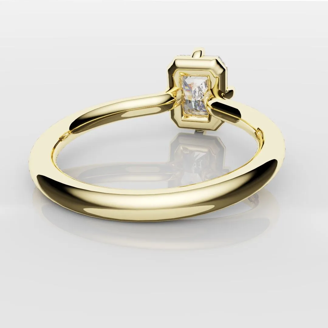 Unique Radiant Cut Solitaire Engagement Ring