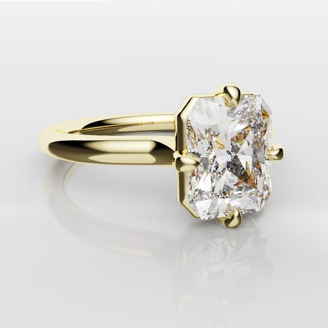 Unique Radiant Cut Solitaire Engagement Ring