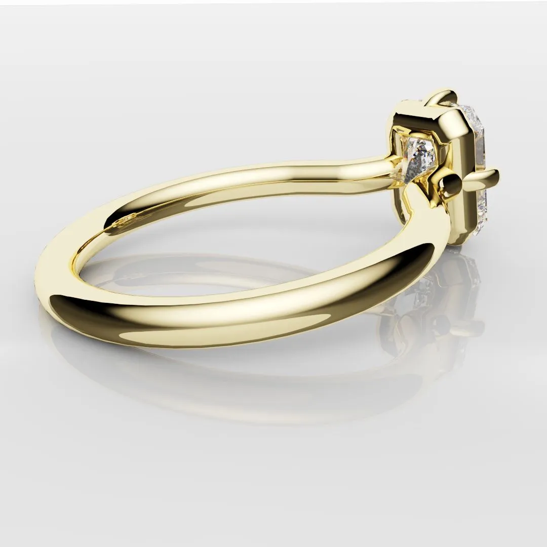 Unique Radiant Cut Solitaire Engagement Ring