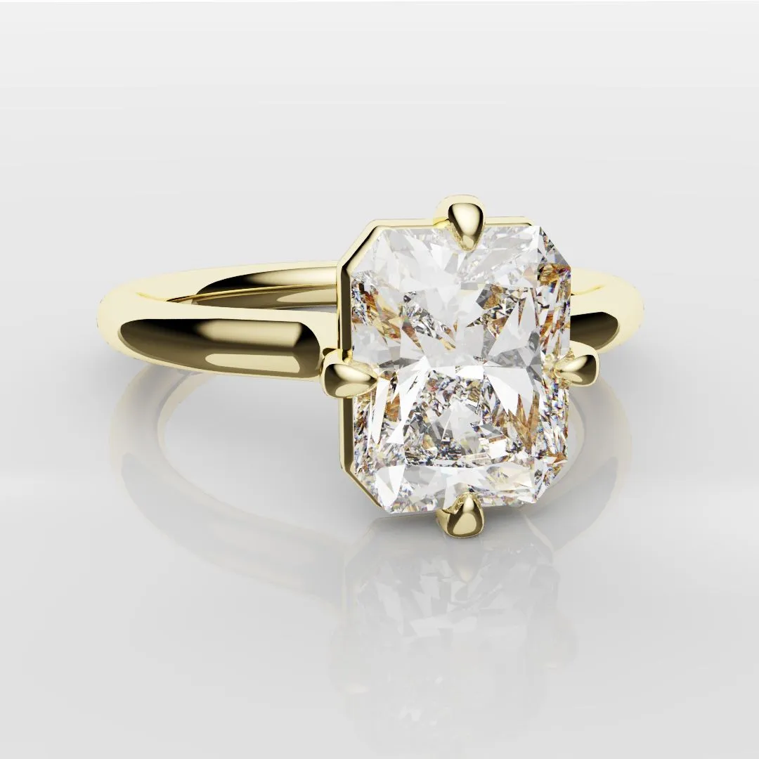 Unique Radiant Cut Solitaire Engagement Ring