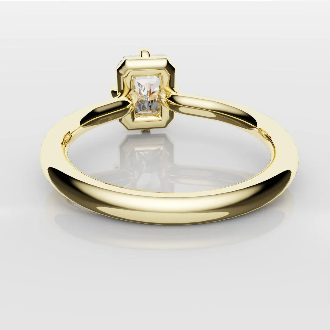 Unique Radiant Cut Solitaire Engagement Ring