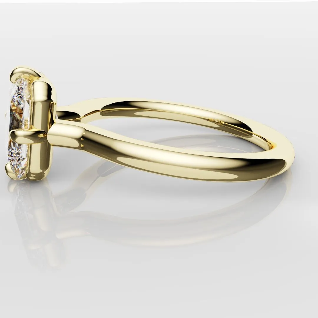 Unique Radiant Cut Solitaire Engagement Ring