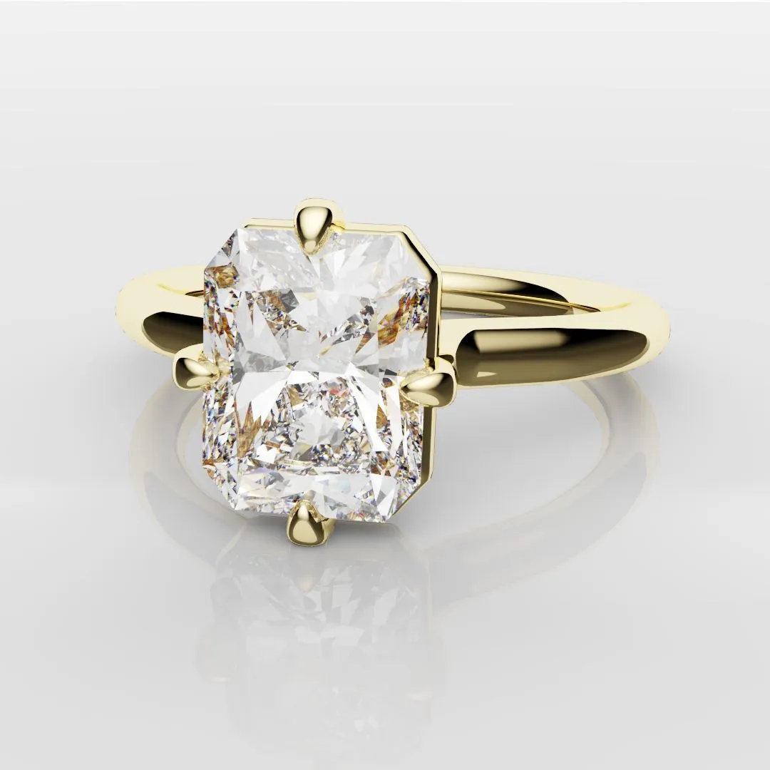 Unique Radiant Cut Solitaire Engagement Ring
