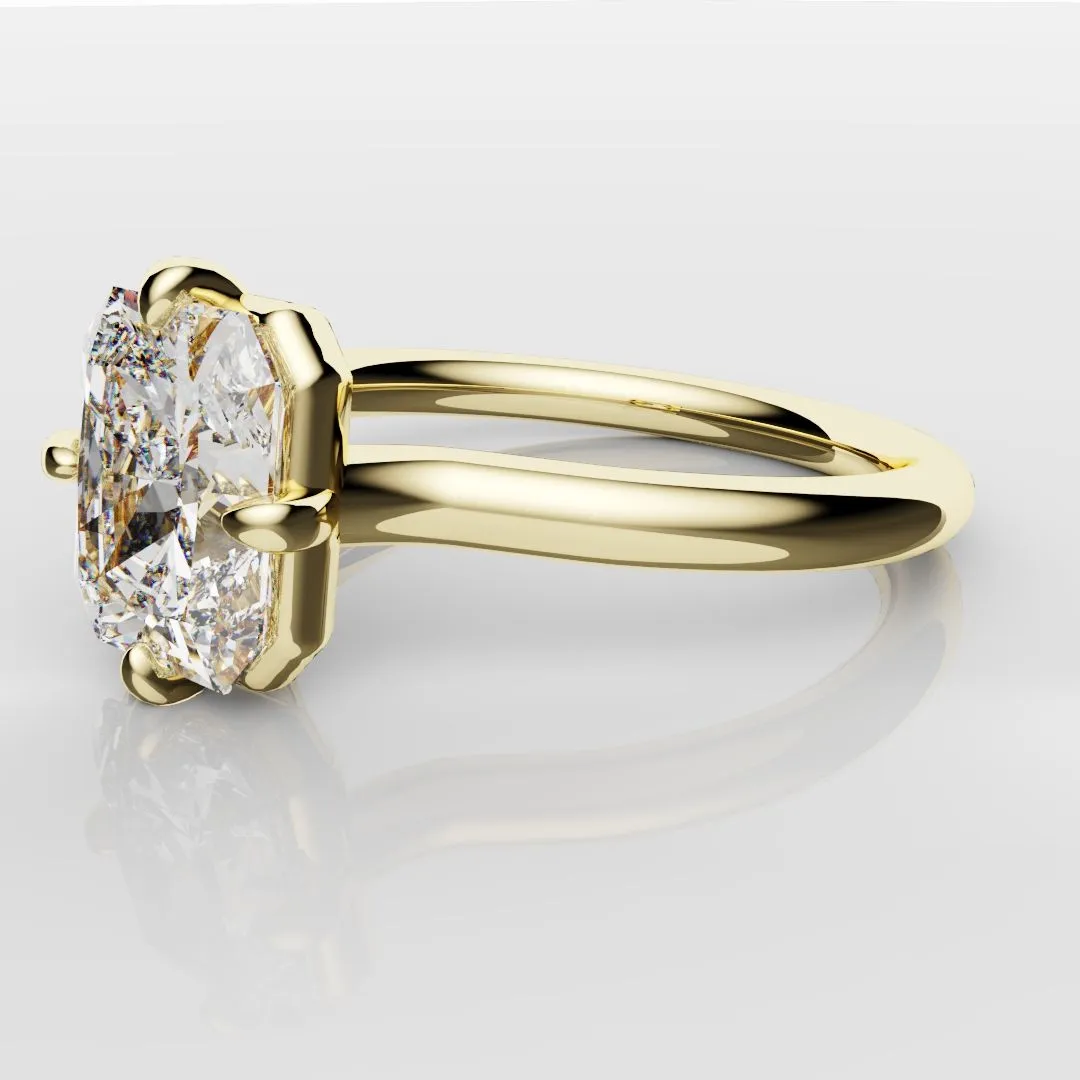 Unique Radiant Cut Solitaire Engagement Ring