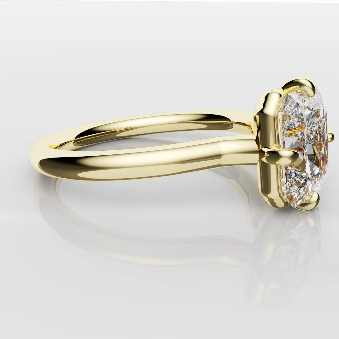 Unique Radiant Cut Solitaire Engagement Ring