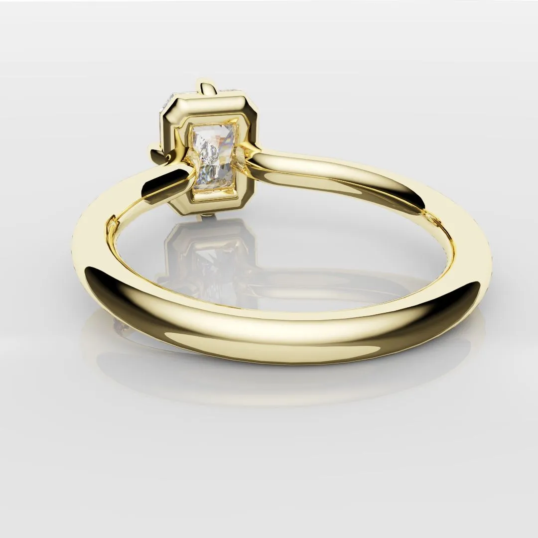 Unique Radiant Cut Solitaire Engagement Ring