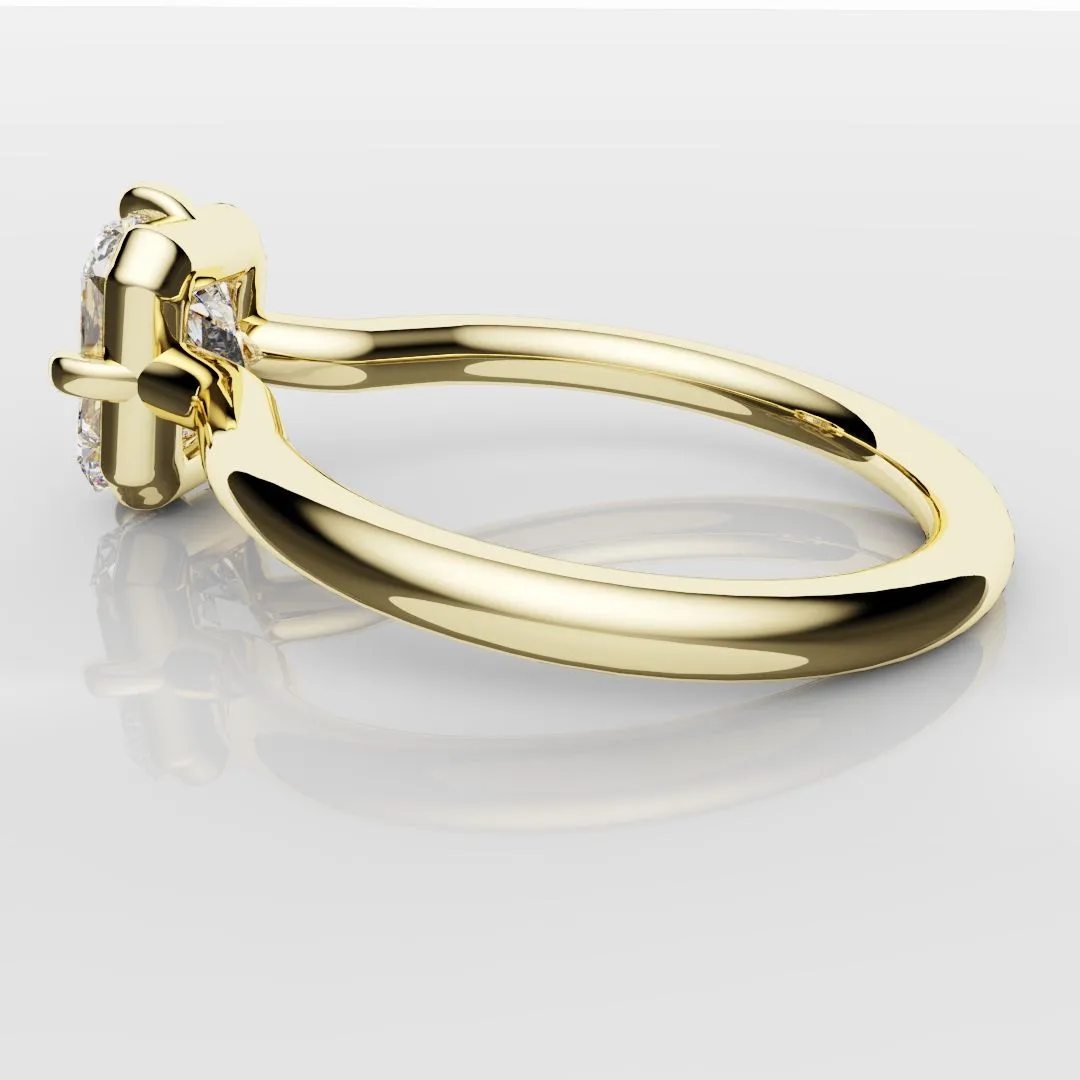 Unique Radiant Cut Solitaire Engagement Ring
