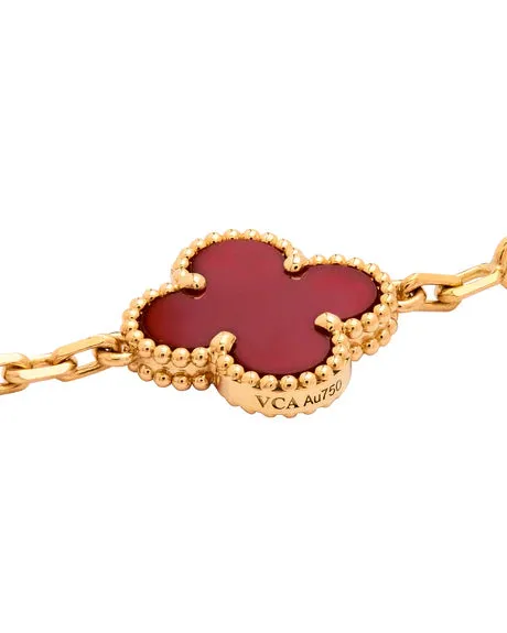 Van Cleef & Arpels Metallic Carnelian Alhambra Bracelet Model Number Vcard35500