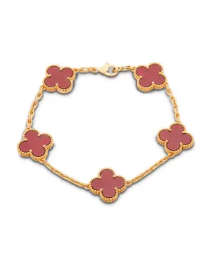 Van Cleef & Arpels Metallic Carnelian Alhambra Bracelet Model Number Vcard35500