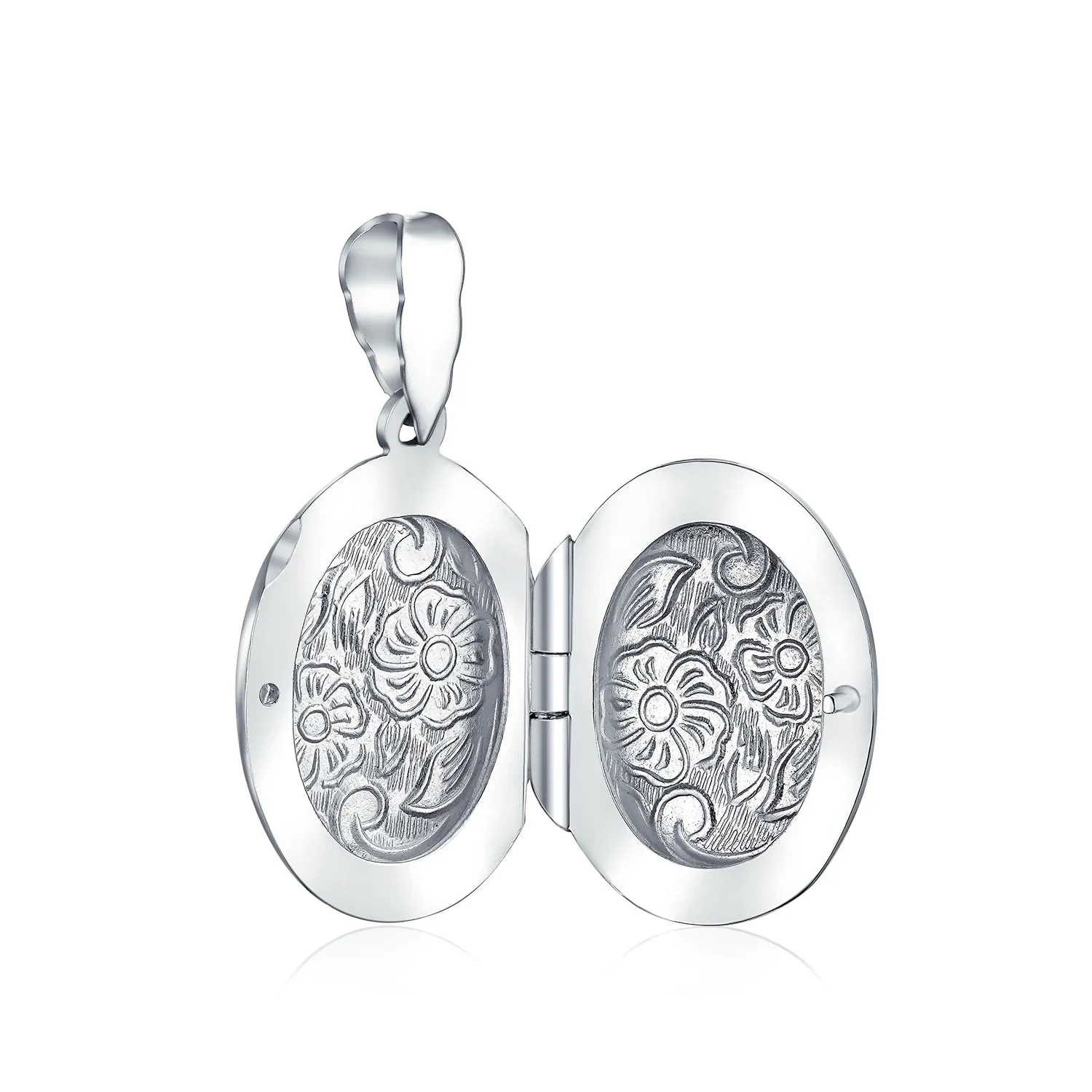 Vintage Style Sunflower Locket Necklace Sterling Silver Oval Pendant for Photos