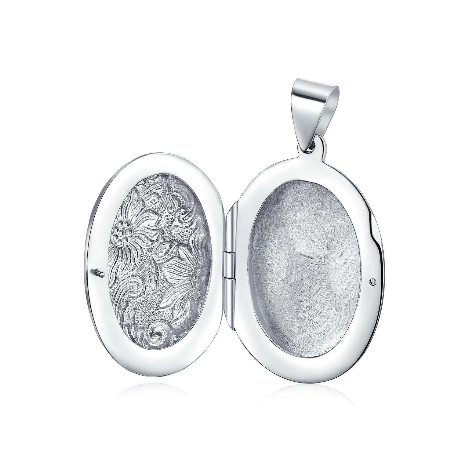 Vintage Style Sunflower Photo Oval Locket Necklace in Sterling Silver