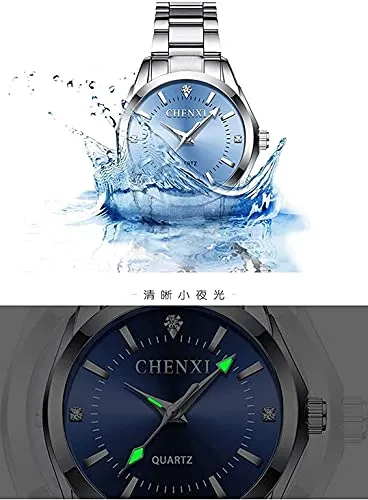 Watches for Women Analog Quartz Silver Stainless Steel Watches Luminous Waterproof Ladies Dress Watch (021Blue)