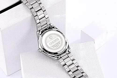 Watches for Women Analog Quartz Silver Stainless Steel Watches Luminous Waterproof Ladies Dress Watch (021Blue)