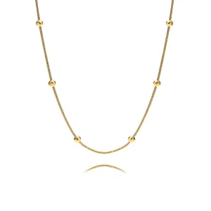 Women's Simple Separated Bead Gold Chain Necklace & Chain Bracelet