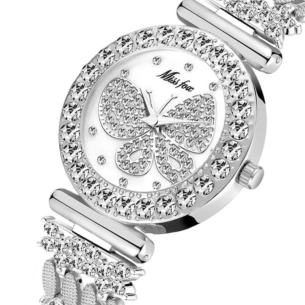 Women's Stainless Steel Butterfly Watch