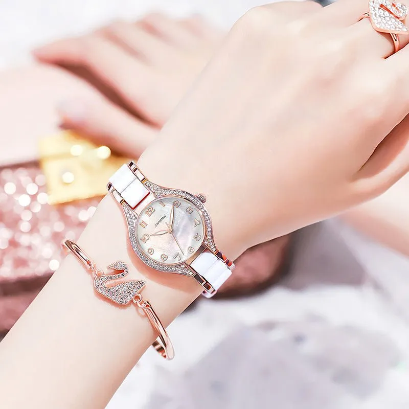 Women's Waterproof Quartz Watch With Luminous Pointers