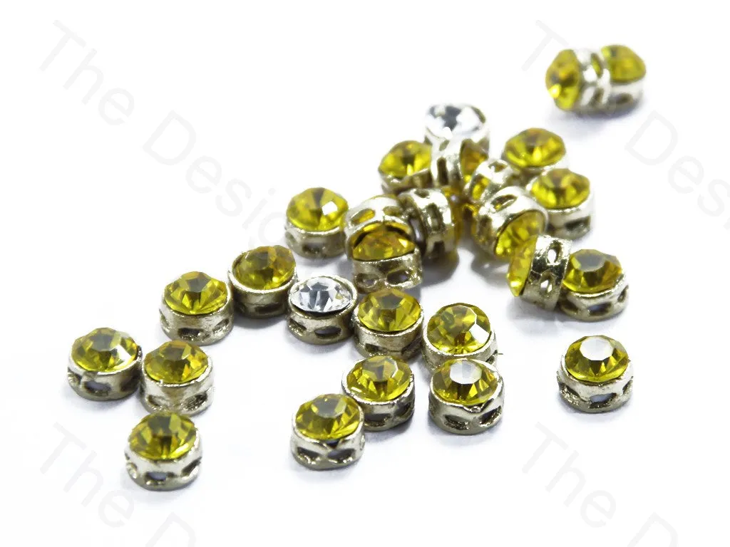Yellow Circular Golden Kundan Stones
