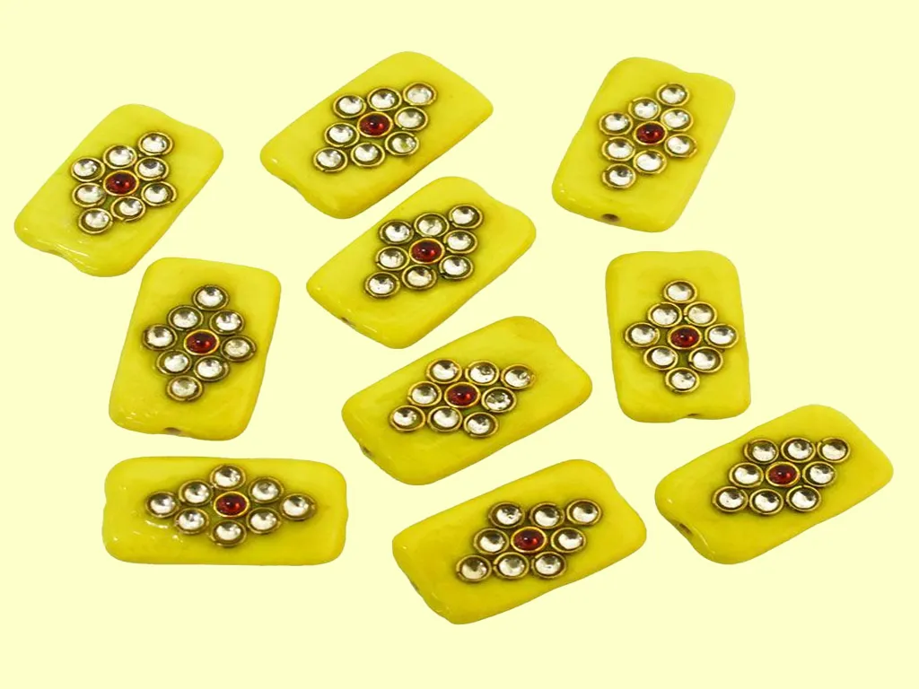 Yellow Kundan Work Beads